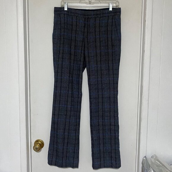 Banana Republic LOGAN Plaid Trousers Blue Gray Size 6 - Picture 1 of 6
